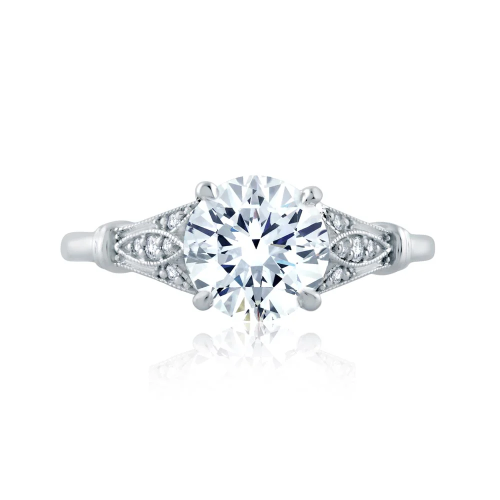 A.JAFFE Art Deco Round Diamond Engagement Ring Setting (0.11 ctw)