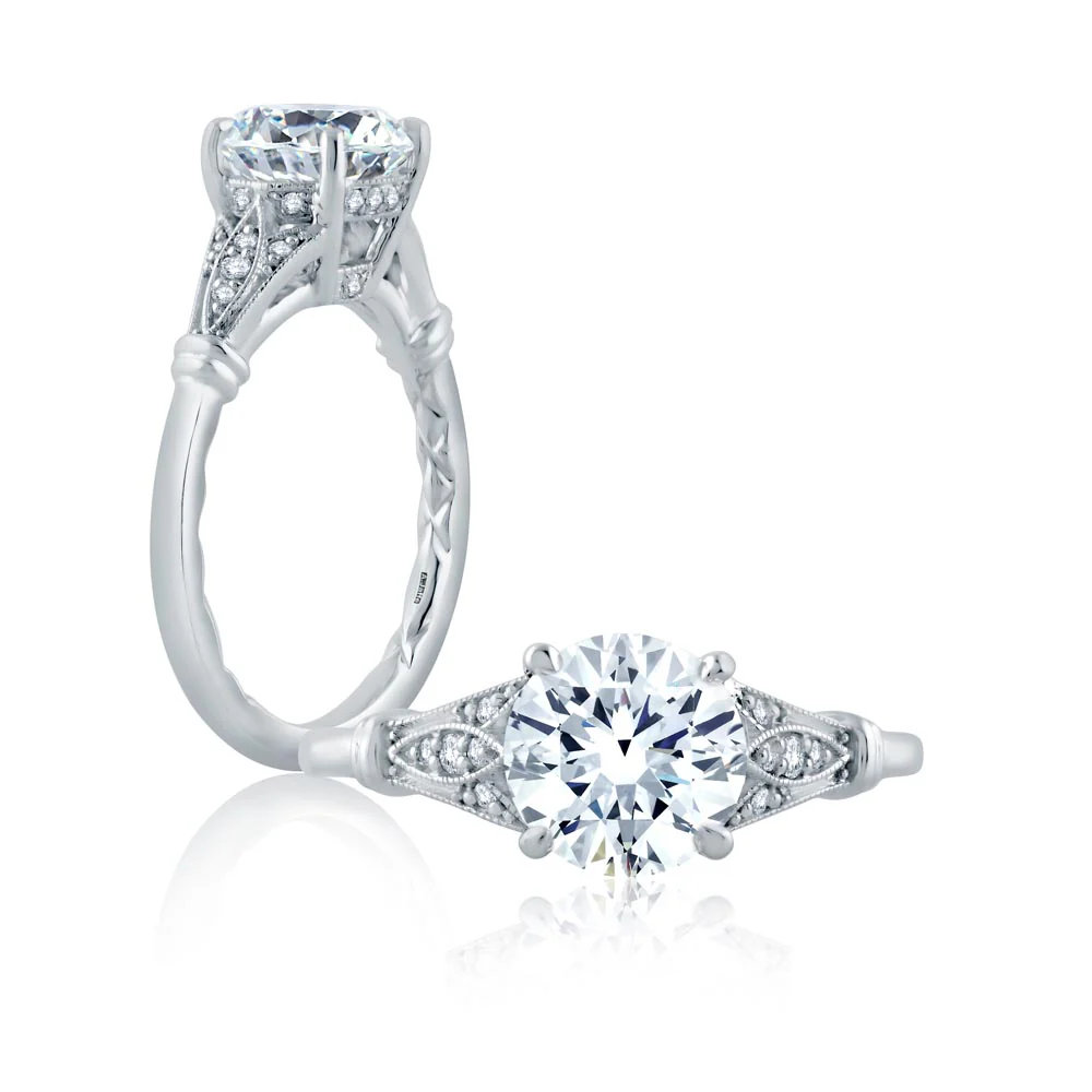 A.JAFFE Art Deco Round Diamond Engagement Ring Setting (0.11 ctw) - Image 2
