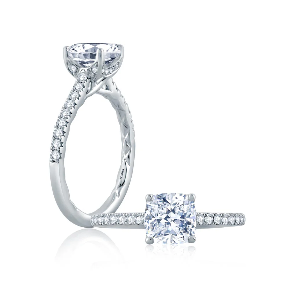 A.JAFFE Classics Cushion Diamond Engagement Ring Setting (0.27 ctw) - Image 2