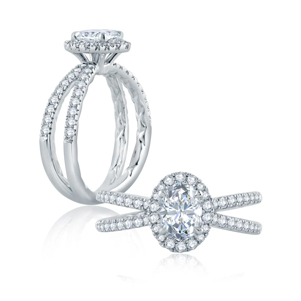 A.JAFFE Classics Oval Diamond Engagement Ring Setting (0.55 ctw) - Image 2