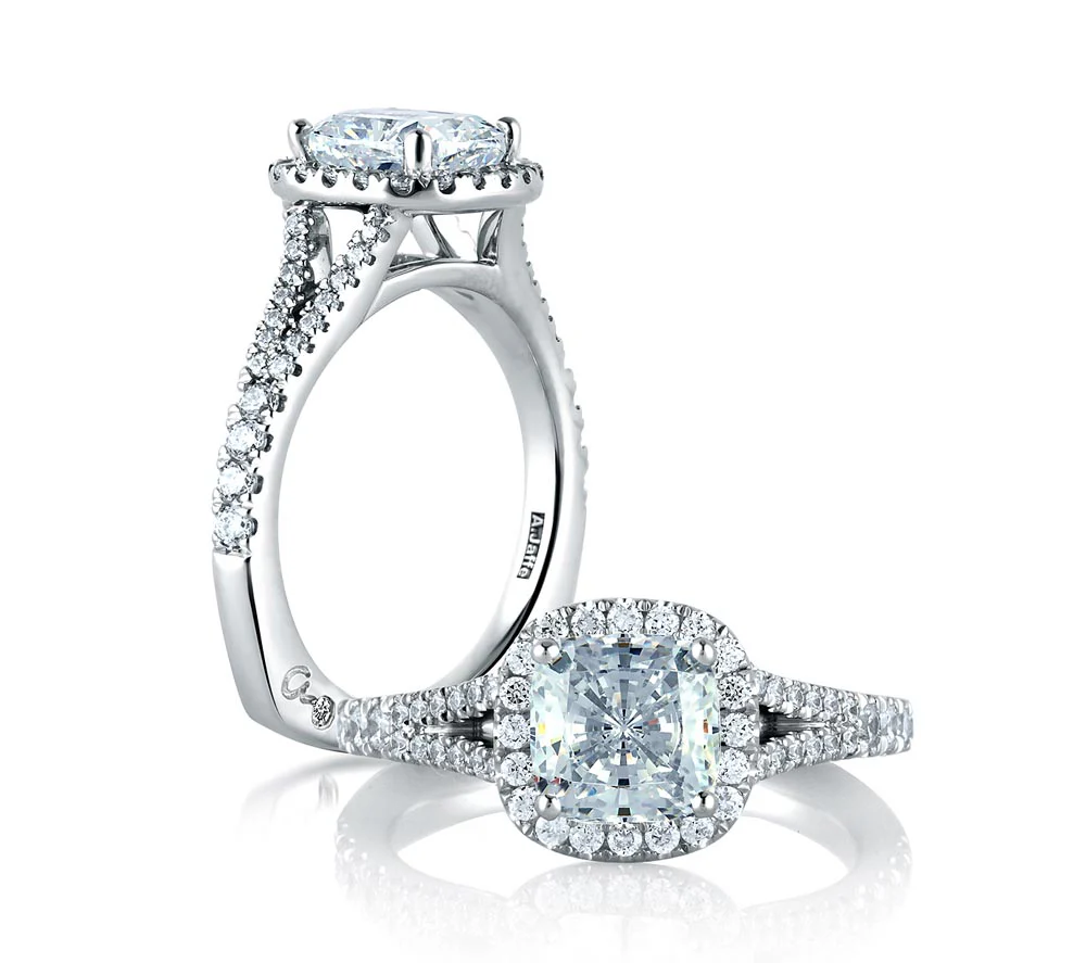 A.JAFFE Metropolitain Cushion Diamond Engagement Ring Setting (0.42 ctw) - Image 3