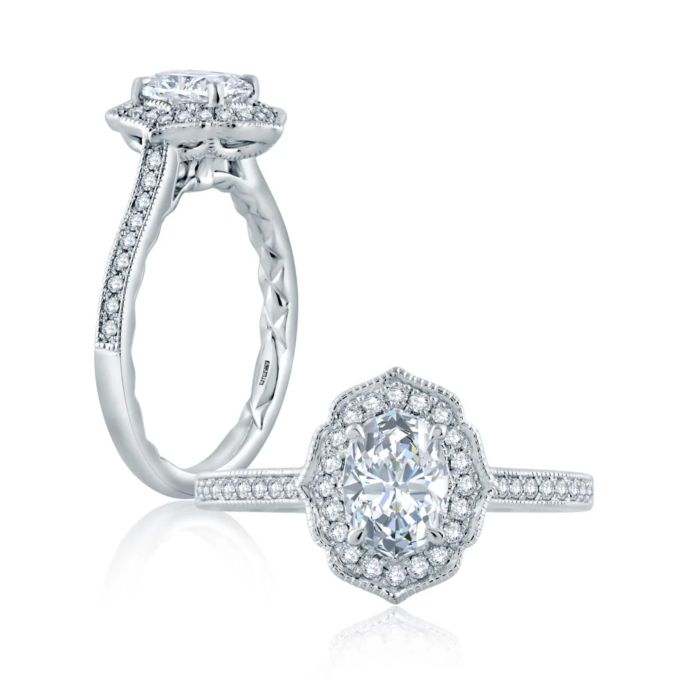 A.JAFFE Seasons of Love Oval Diamond Engagement Ring Setting (0.20 ctw) - Image 2