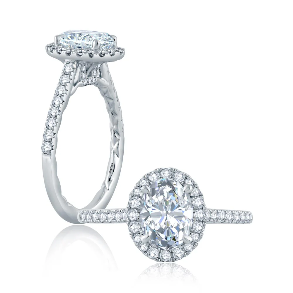 A.JAFFE Seasons of Love Oval Diamond Engagement Ring Setting (0.42 ctw) - Image 2