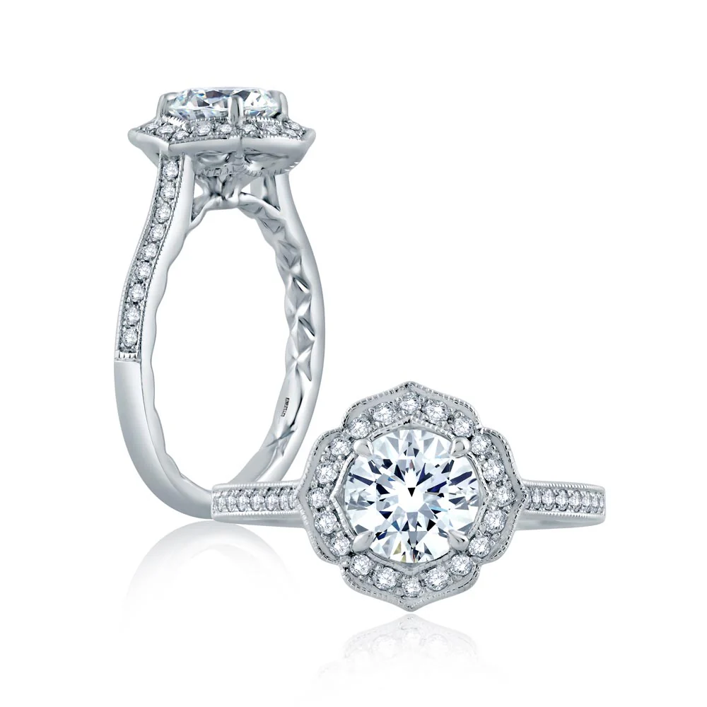 A.JAFFE Seasons of Love Round Diamond Engagement Ring Setting (0.22 ctw) - Image 3
