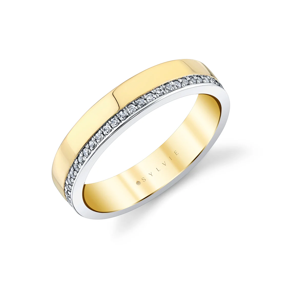 Auravie Flush Set Diamond Two Tone Wedding Ring - Oriana