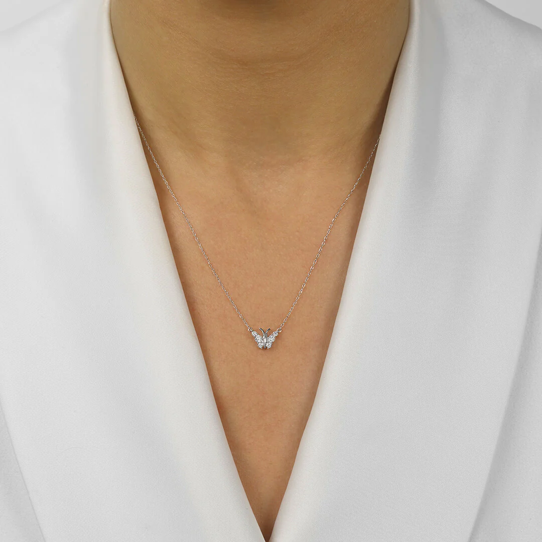 Butterfly Pendant in White Gold - Image 2