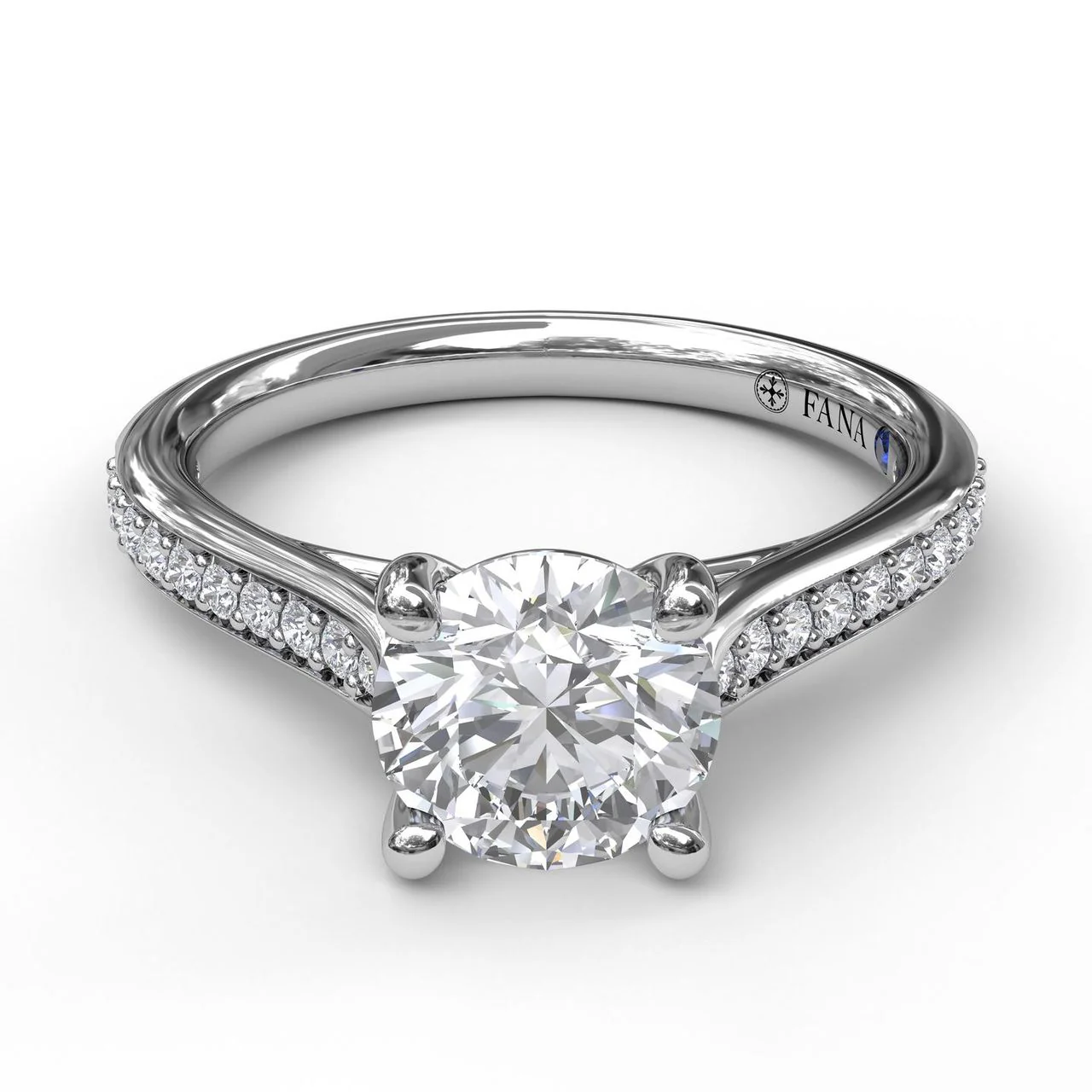 FANA Cathedral Single Row Pave Engagement Ring Setting - Image 3