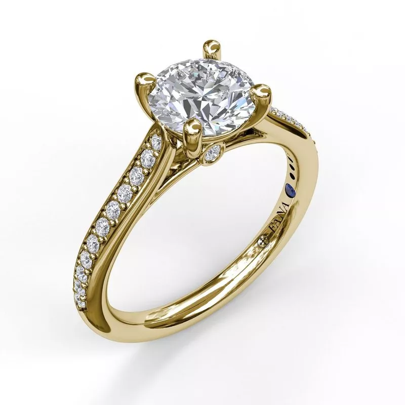FANA Cathedral Single Row Pave Engagement Ring Setting - Image 4