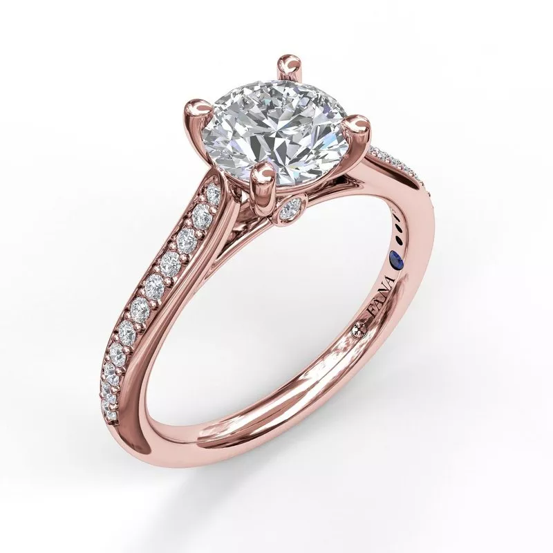 FANA Cathedral Single Row Pave Engagement Ring Setting - Image 5