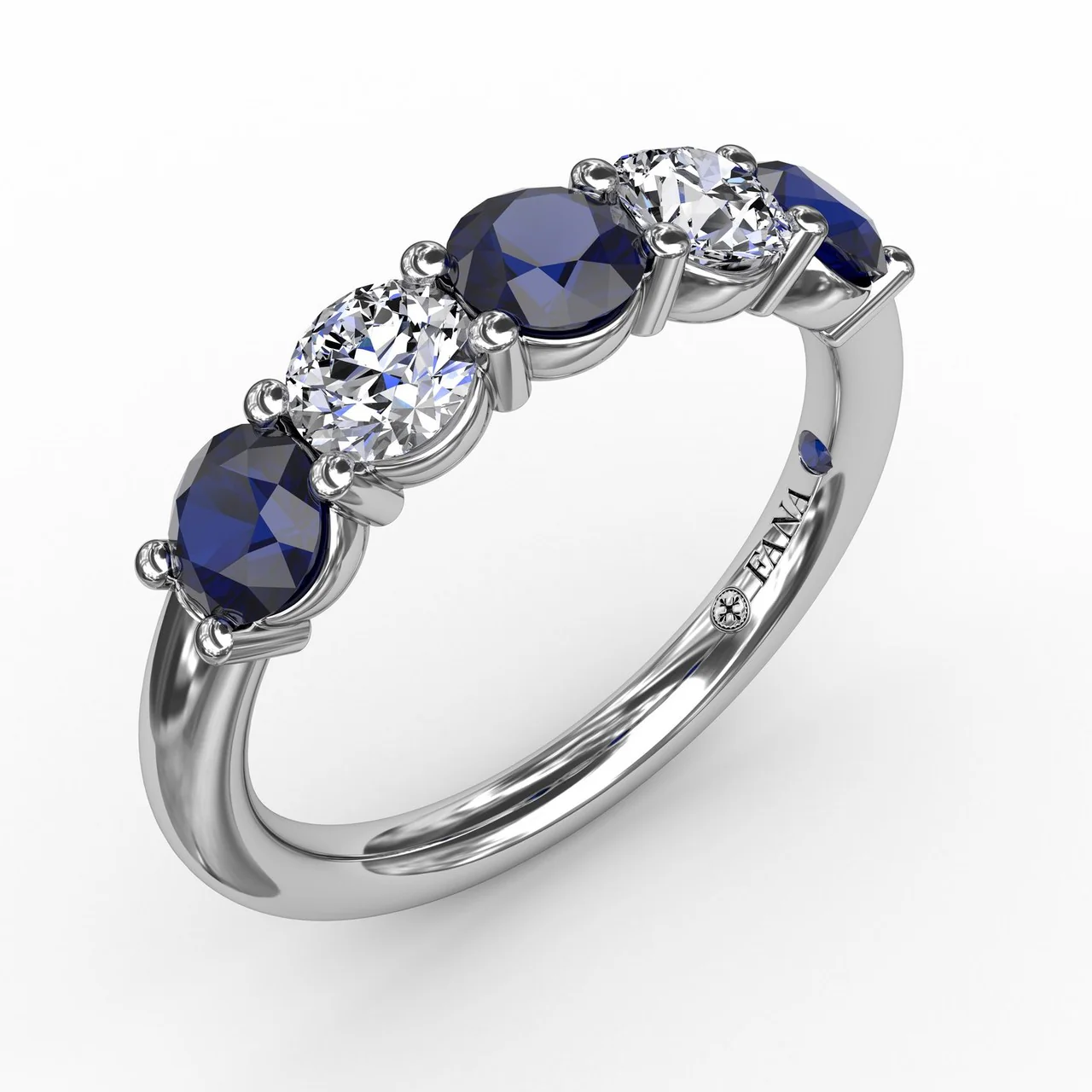 FANA Chunky Sapphire and Diamond Shared Prong Anniversary Band