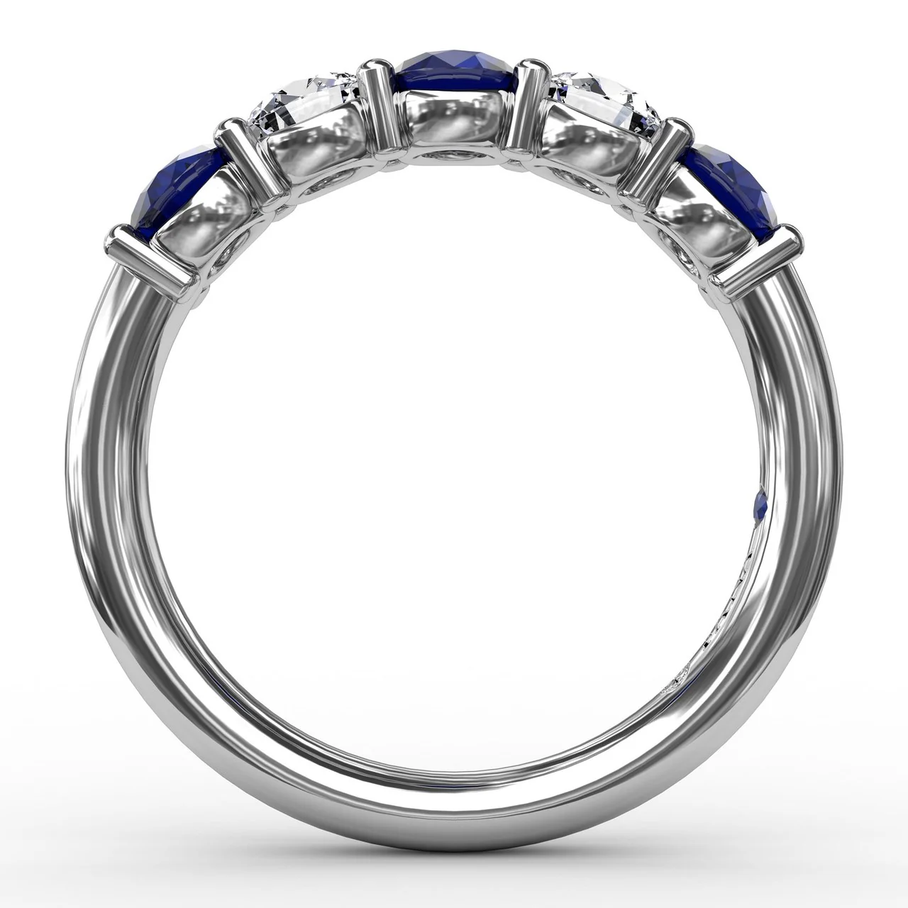 FANA Chunky Sapphire and Diamond Shared Prong Anniversary Band - Image 2