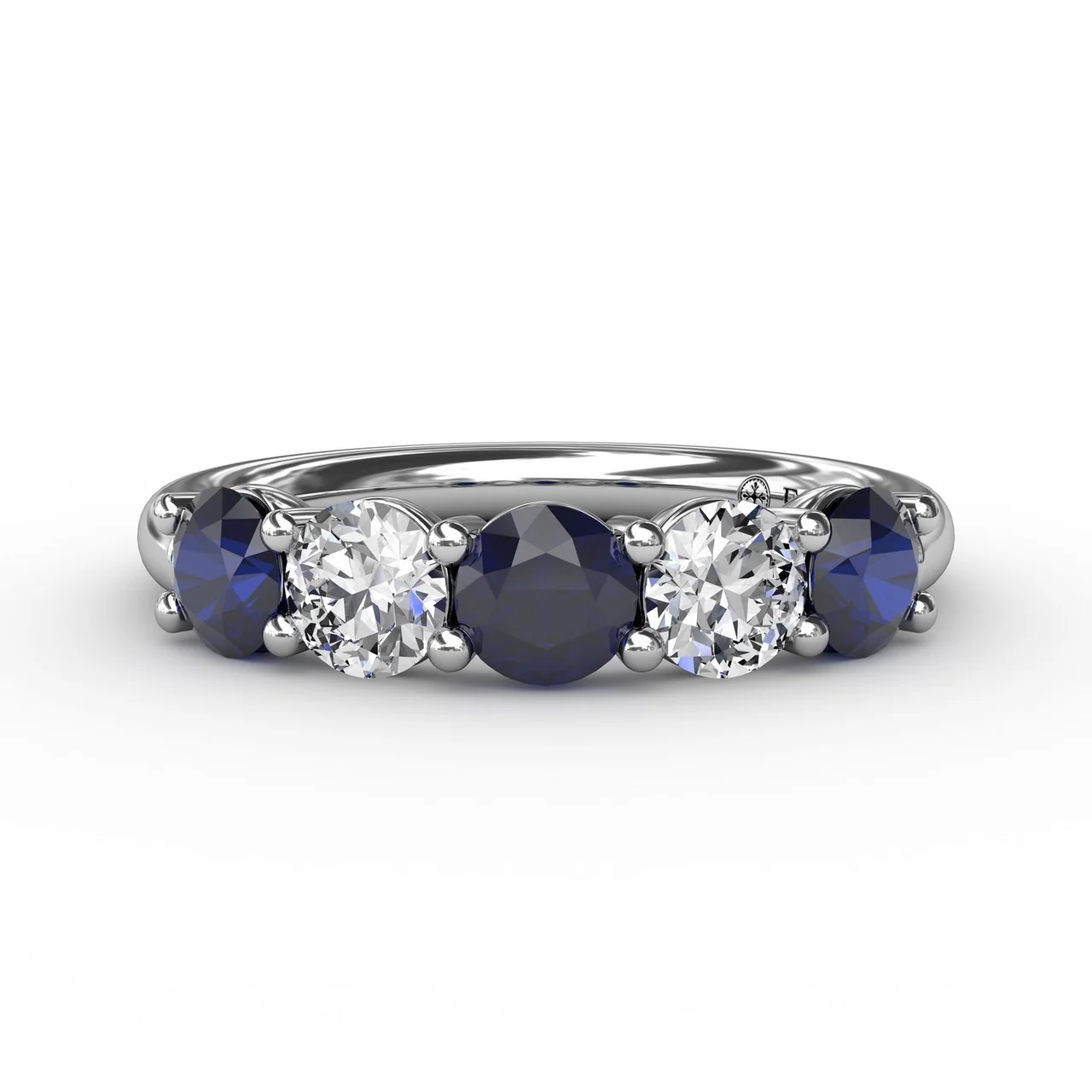 FANA Chunky Sapphire and Diamond Shared Prong Anniversary Band - Image 3