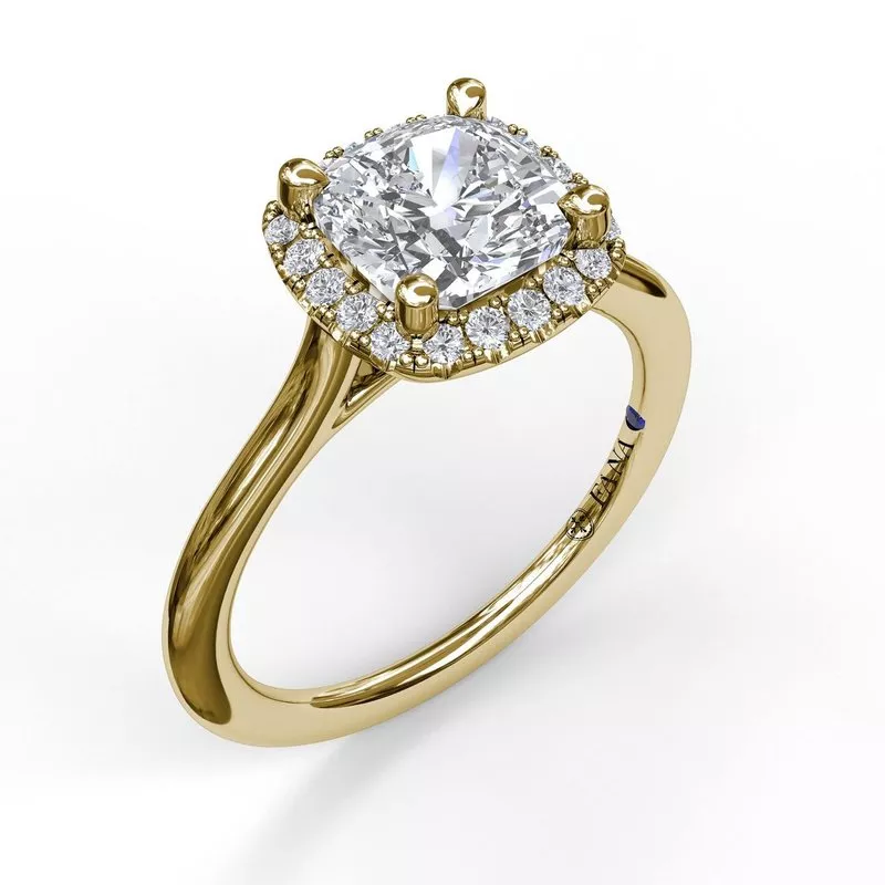 FANA Classic Cushion Halo Engagement Ring Setting - Image 4