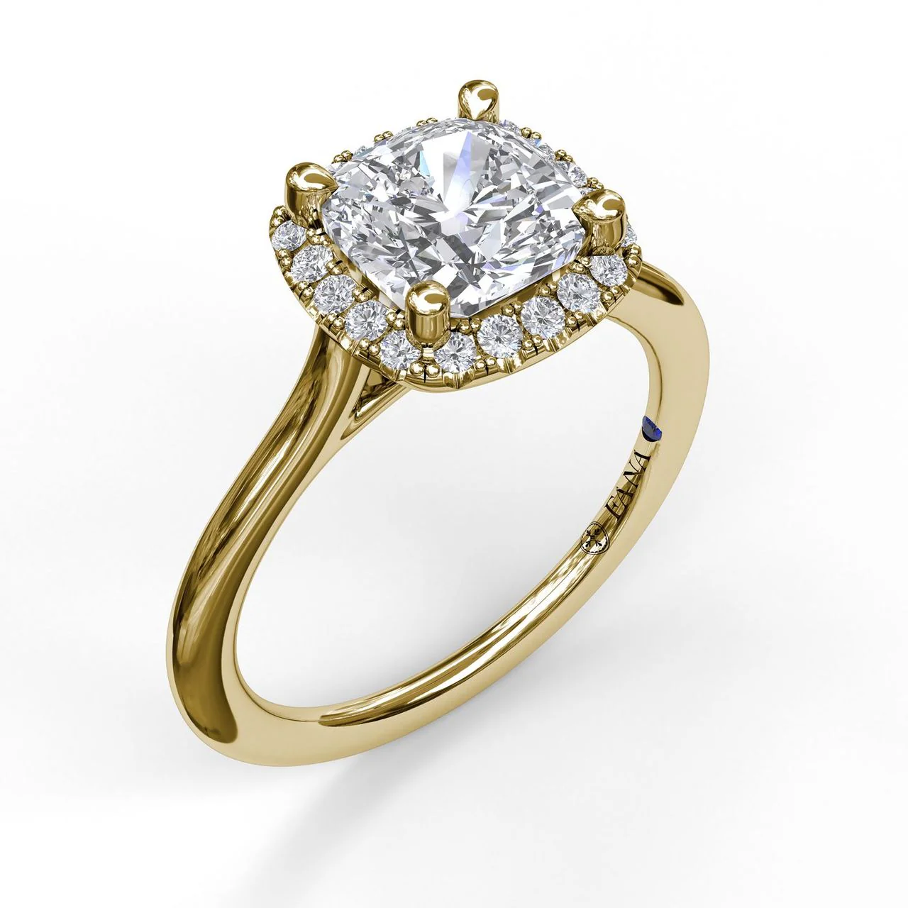 FANA Classic Cushion Halo Engagement Ring Setting