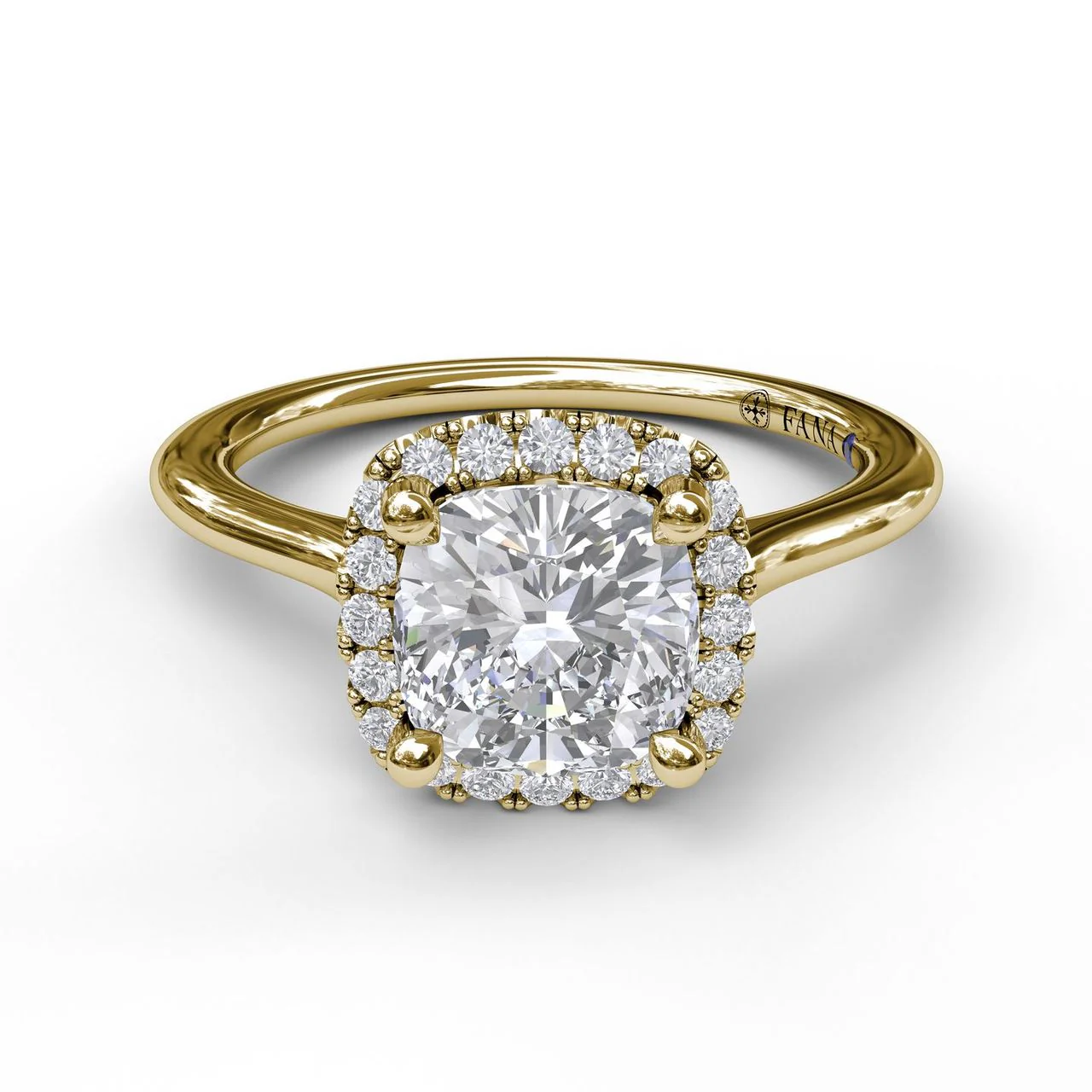 FANA Classic Cushion Halo Engagement Ring Setting - Image 3
