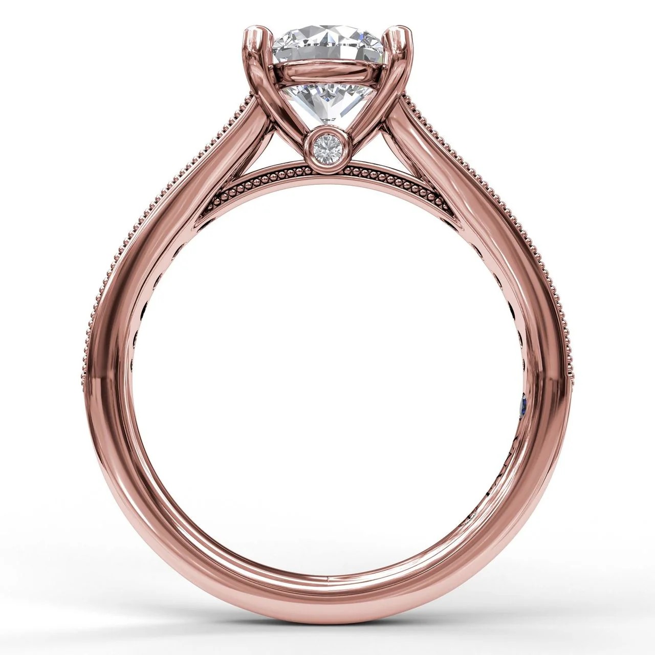 FANA Classic Diamond Engagement Ring Setting with Detailed Milgrain Band - Image 2