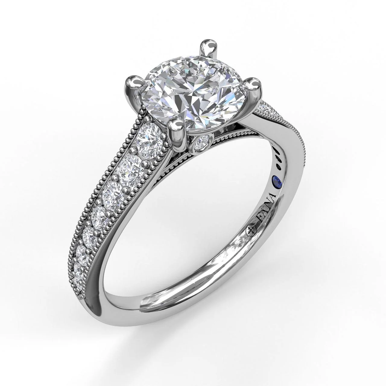 FANA Classic Diamond Engagement Ring Setting with Detailed Milgrain Band
