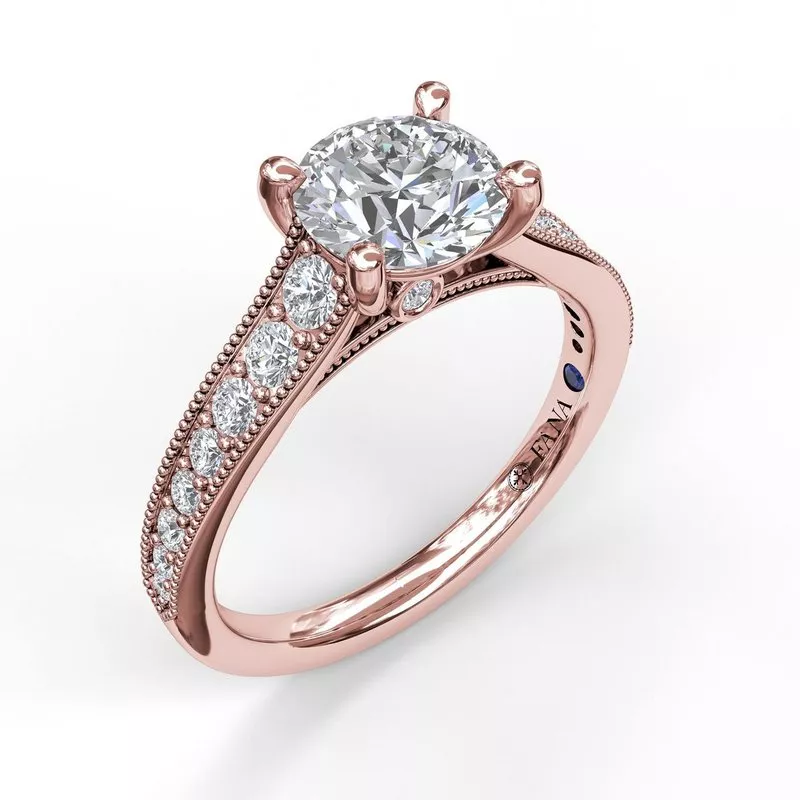 FANA Classic Diamond Engagement Ring Setting with Detailed Milgrain Band - Image 5