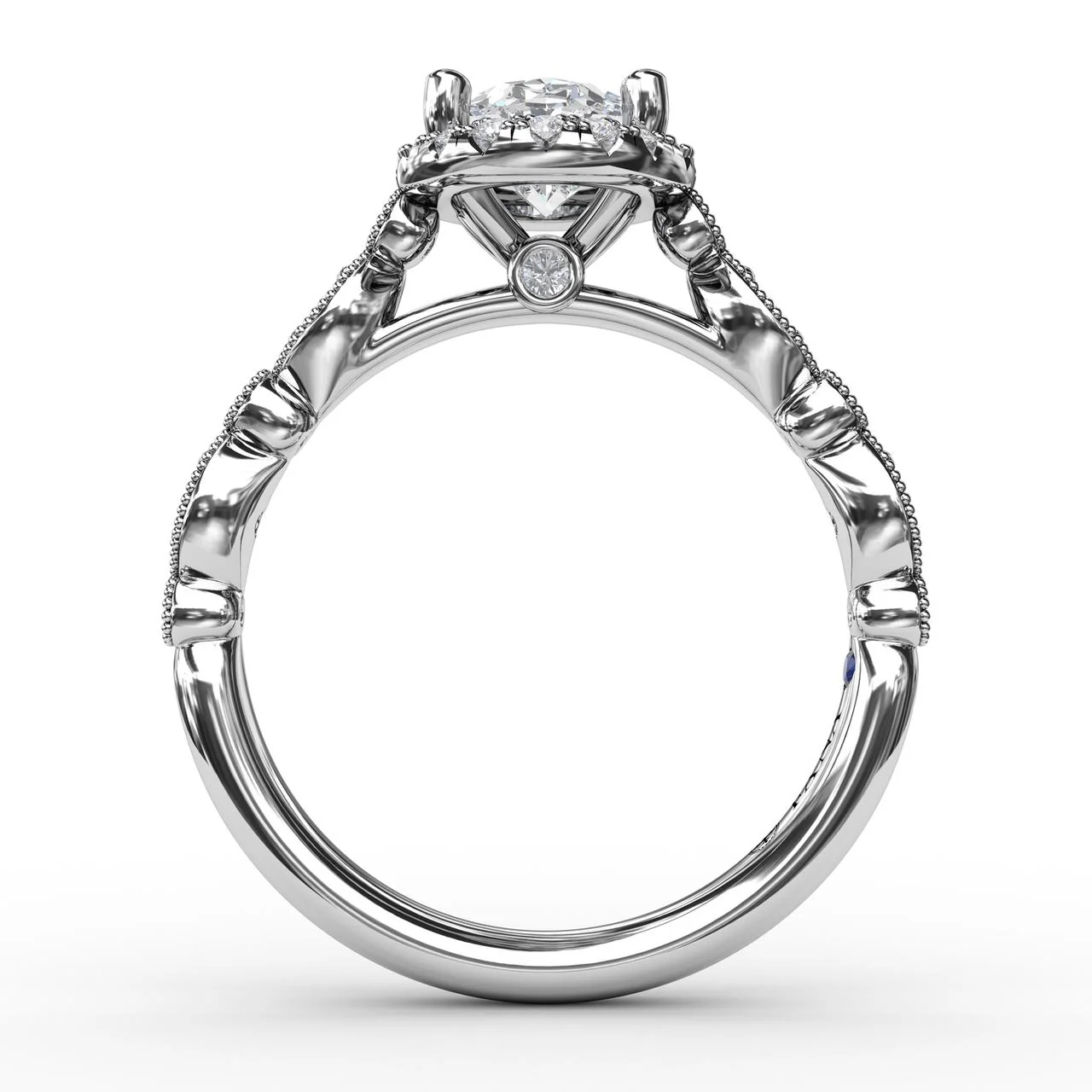 FANA Classic Diamond Engagement Ring Setting with Detailed Milgrain Band - Image 2