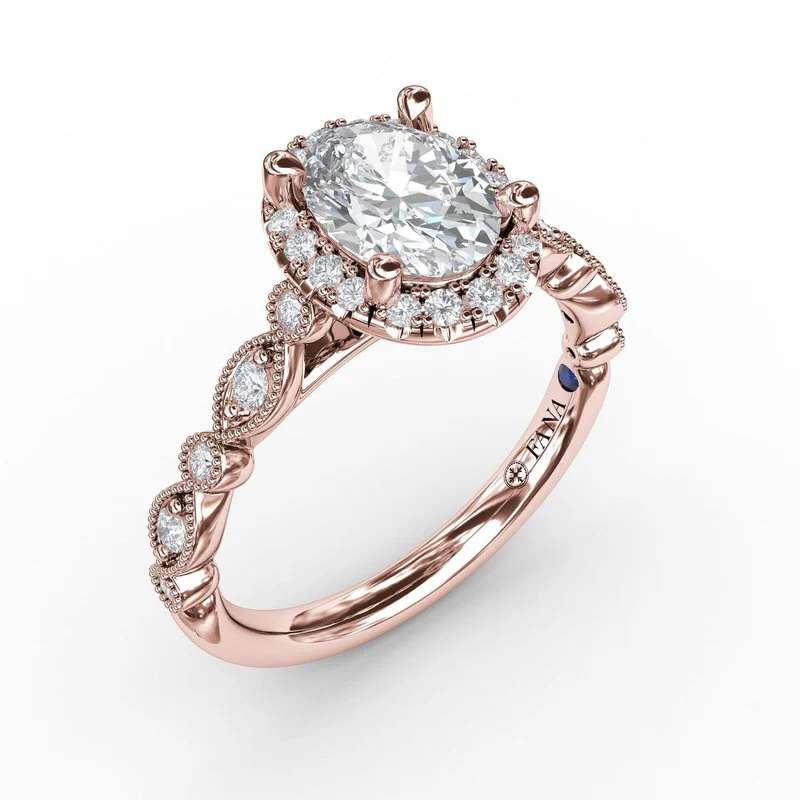 FANA Classic Diamond Engagement Ring Setting with Detailed Milgrain Band - Image 4