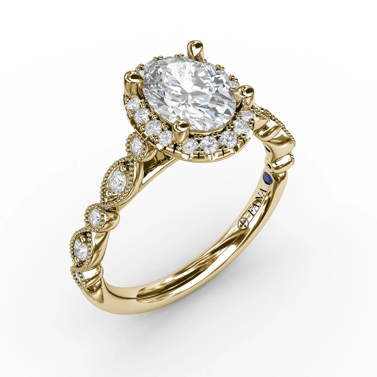 FANA Classic Diamond Engagement Ring Setting with Detailed Milgrain Band