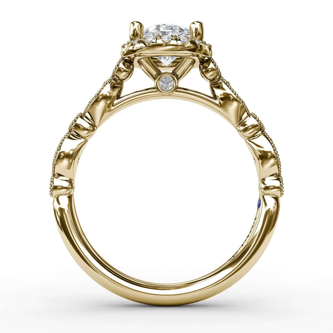FANA Classic Diamond Engagement Ring Setting with Detailed Milgrain Band - Image 2