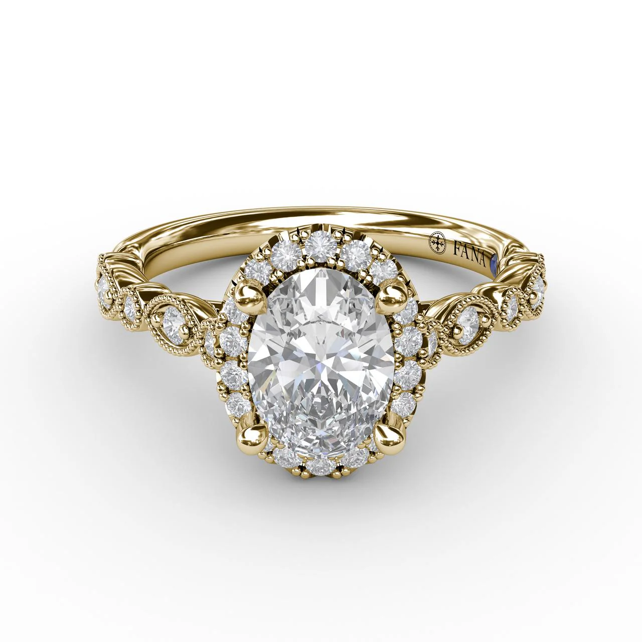 FANA Classic Diamond Engagement Ring Setting with Detailed Milgrain Band - Image 3