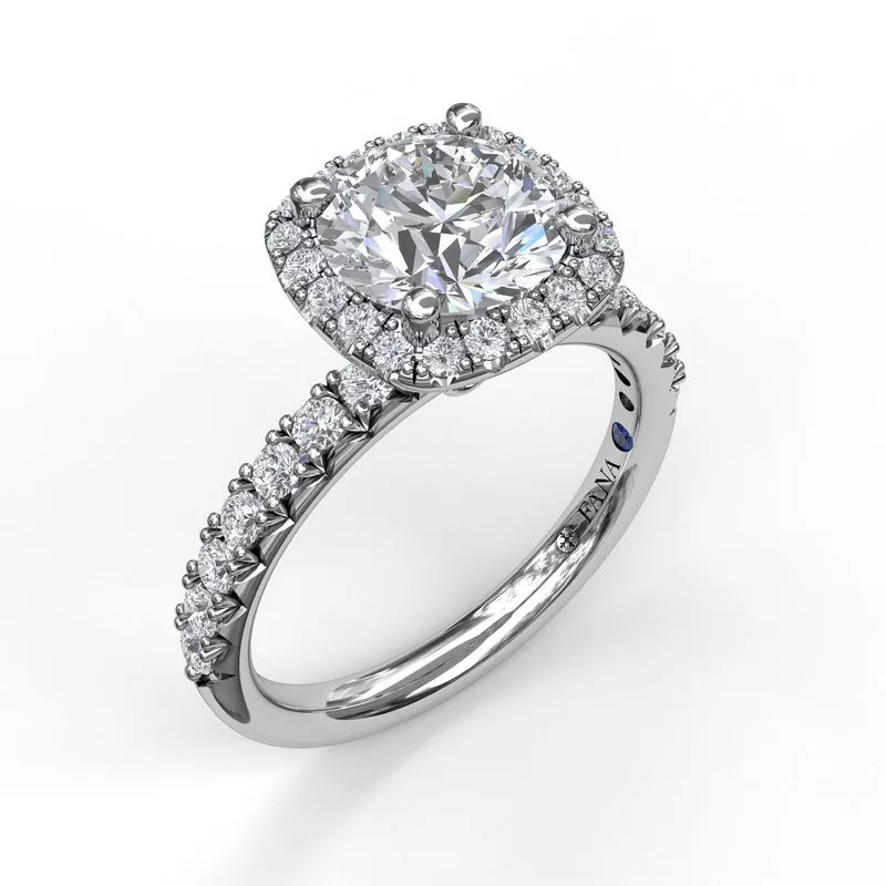 FANA Classic Diamond Halo Engagement Ring Setting with a Gorgeous Side Profile