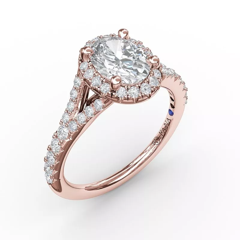 FANA Classic Diamond Halo Engagement Ring Setting with a Subtle Split Band - Image 5