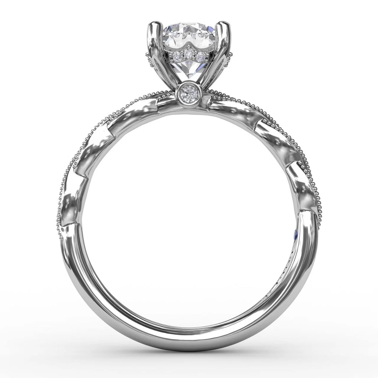 FANA Classic Diamond Solitaire Engagement Ring Setting With Diamond Twist Band - Image 2