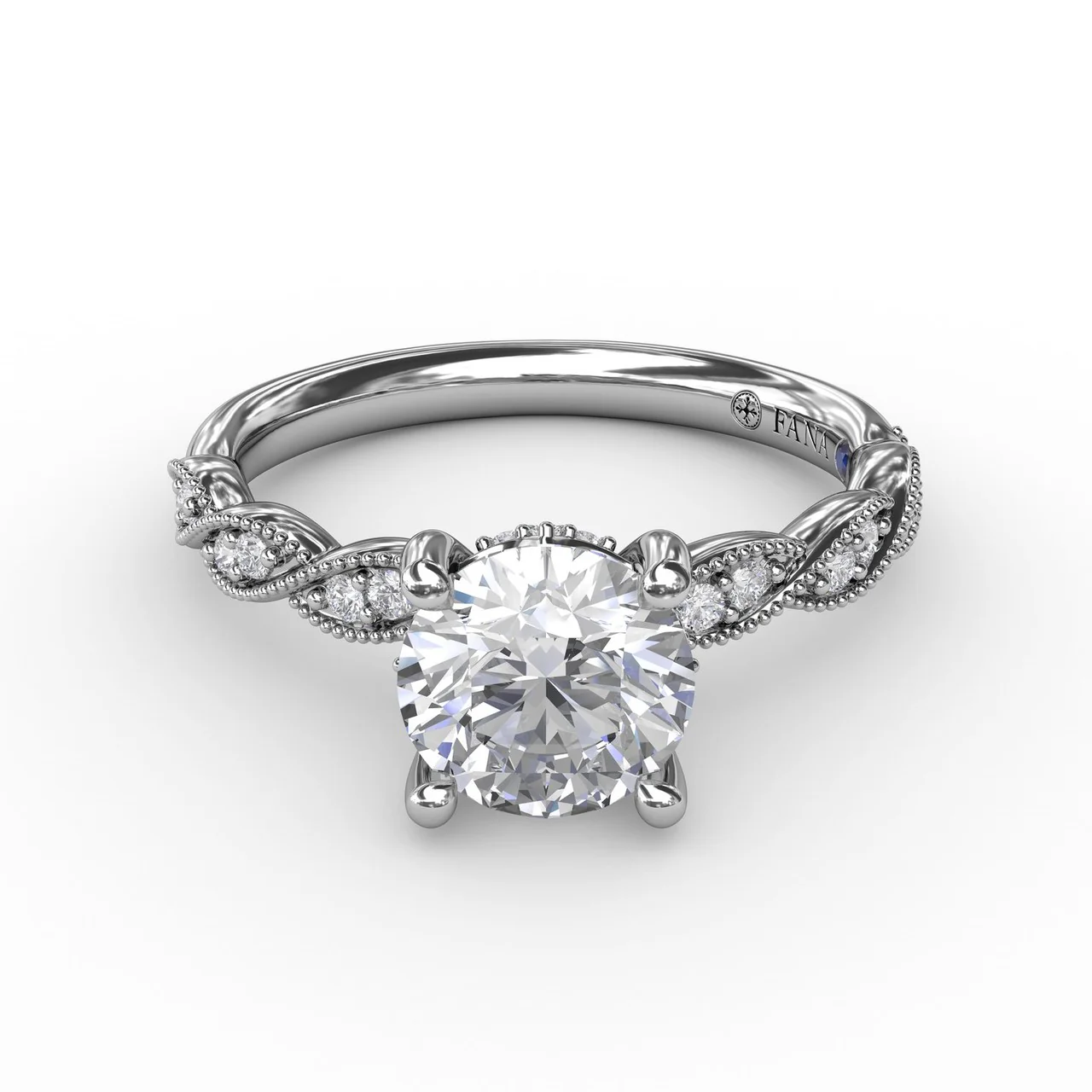 FANA Classic Diamond Solitaire Engagement Ring Setting With Diamond Twist Band - Image 3
