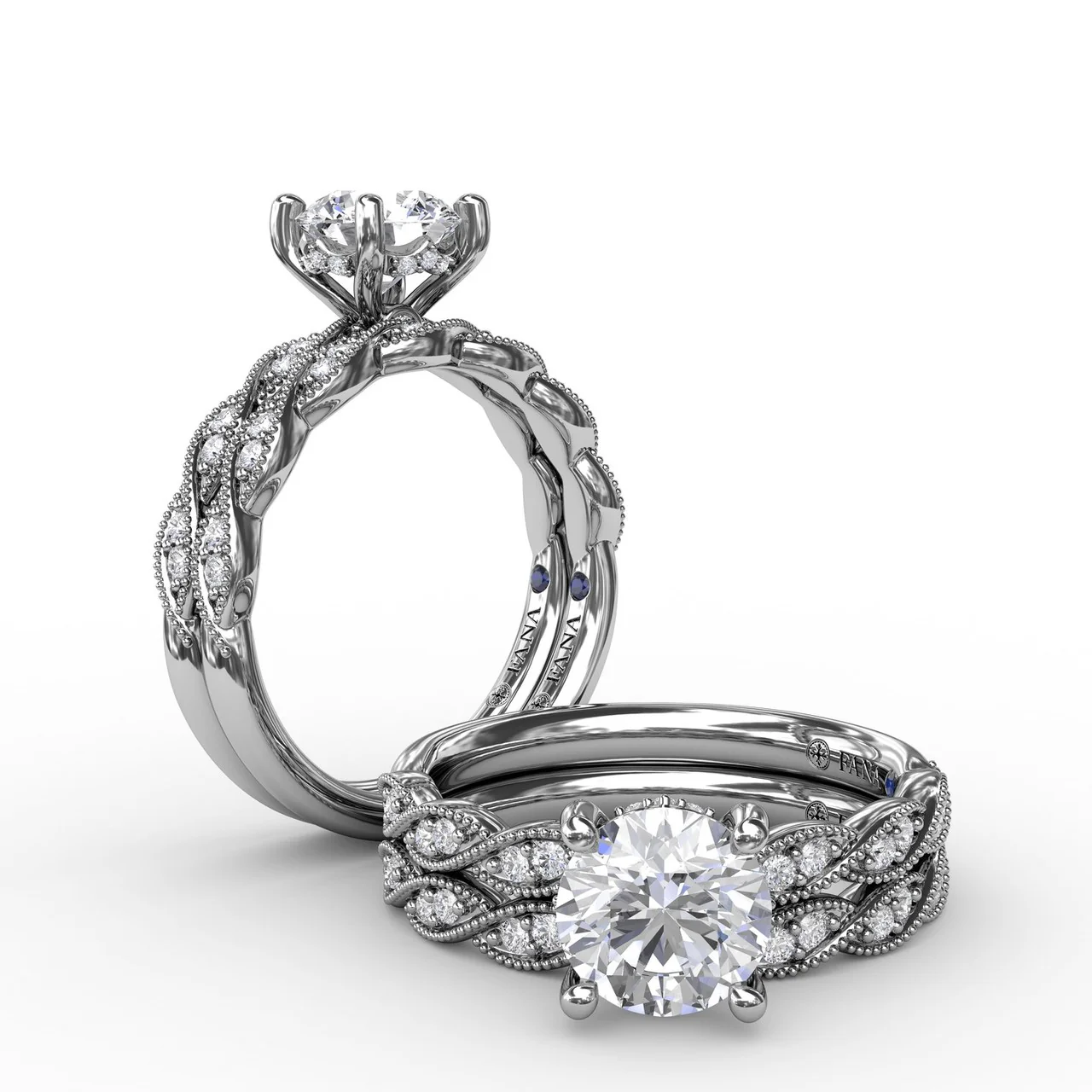 FANA Classic Diamond Solitaire Engagement Ring Setting With Diamond Twist Band - Image 4