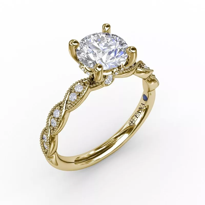 FANA Classic Diamond Solitaire Engagement Ring Setting With Diamond Twist Band - Image 5