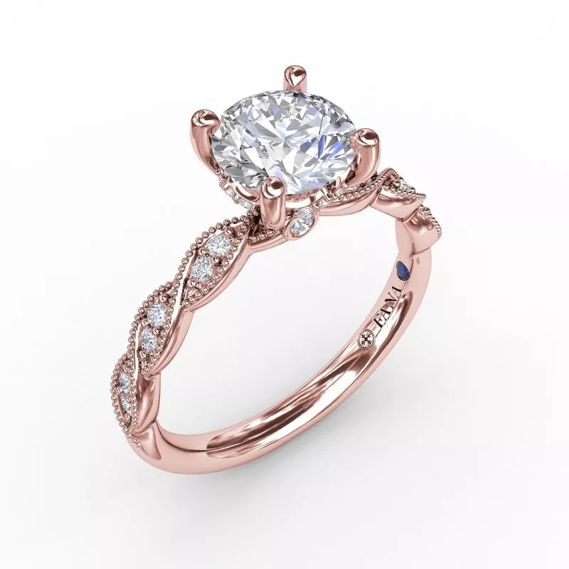 FANA Classic Diamond Solitaire Engagement Ring Setting With Diamond Twist Band - Image 6