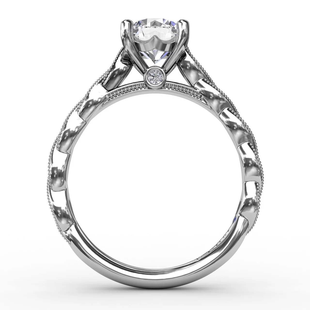 FANA Classic Diamond Solitaire Engagement Ring Setting With Diamond Twist Band - Image 2