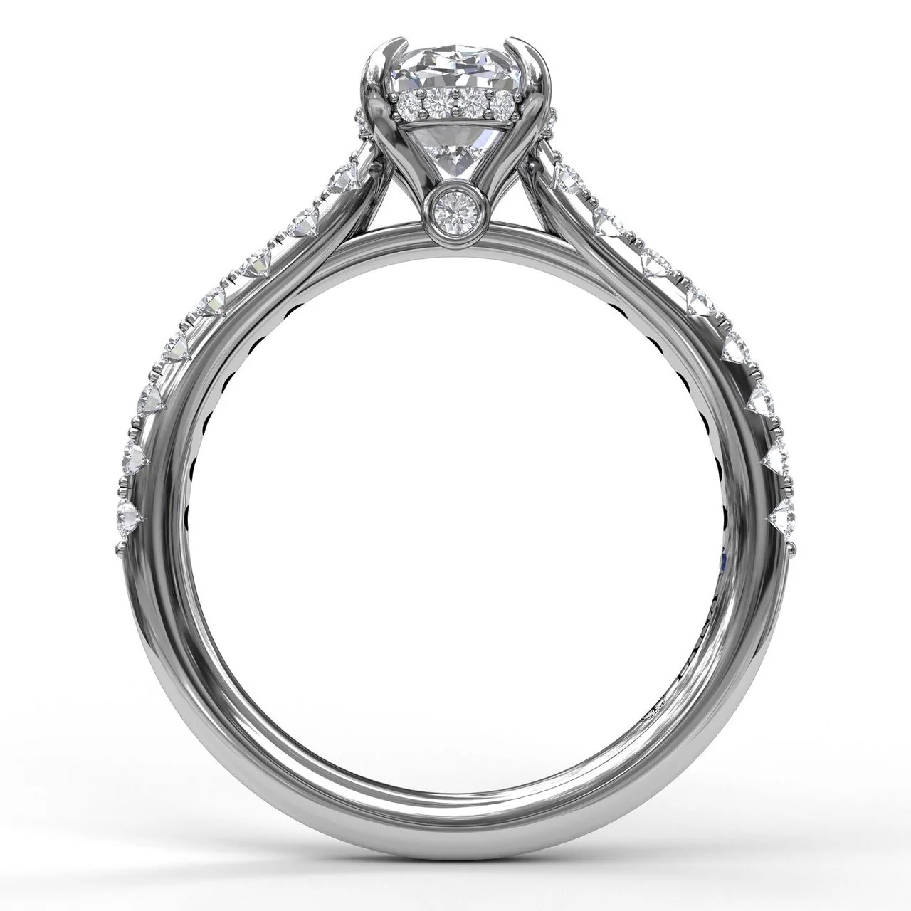 FANA Classic Oval Cut Solitaire With Hidden Halo Ring Setting - Image 2