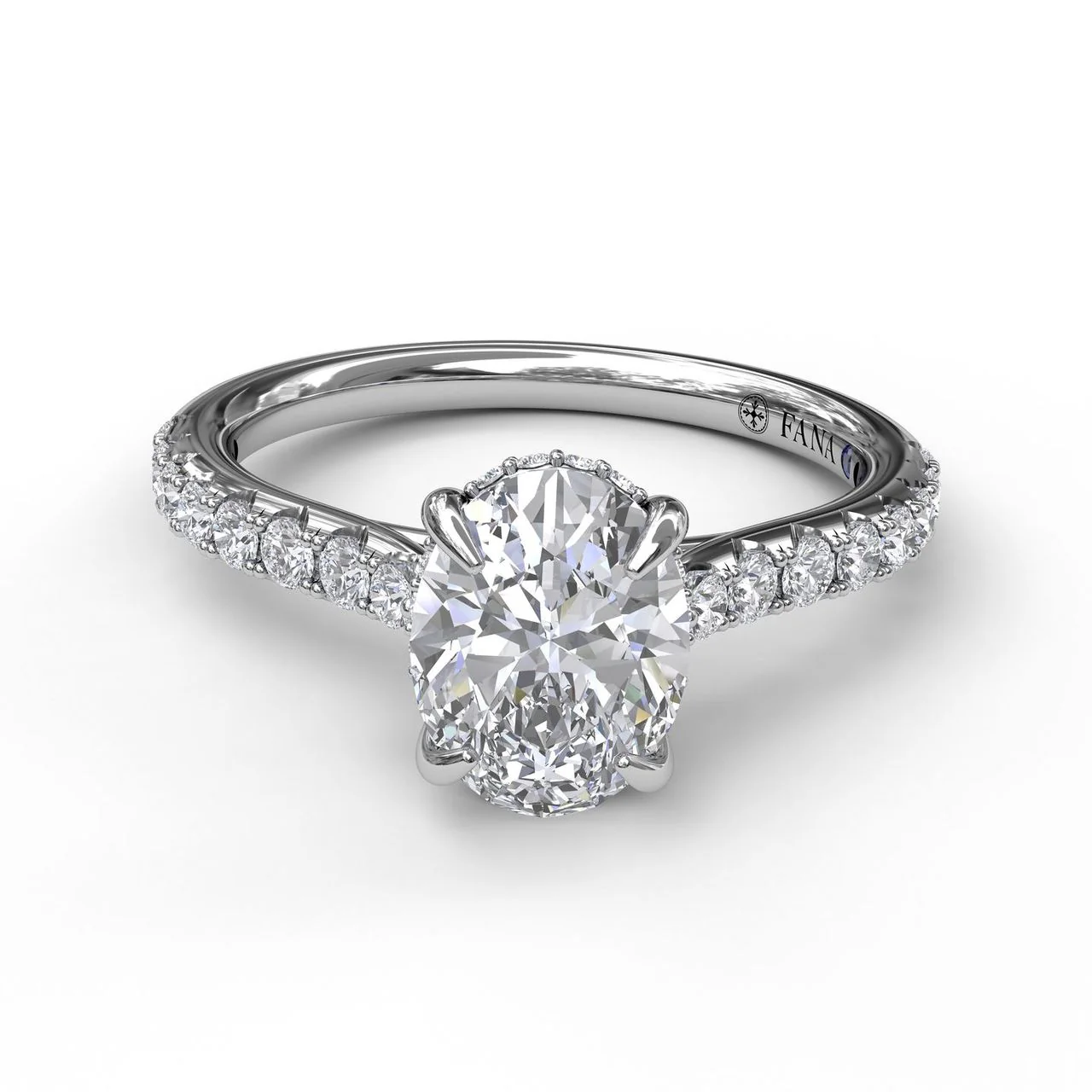 FANA Classic Oval Cut Solitaire With Hidden Halo Ring Setting - Image 3