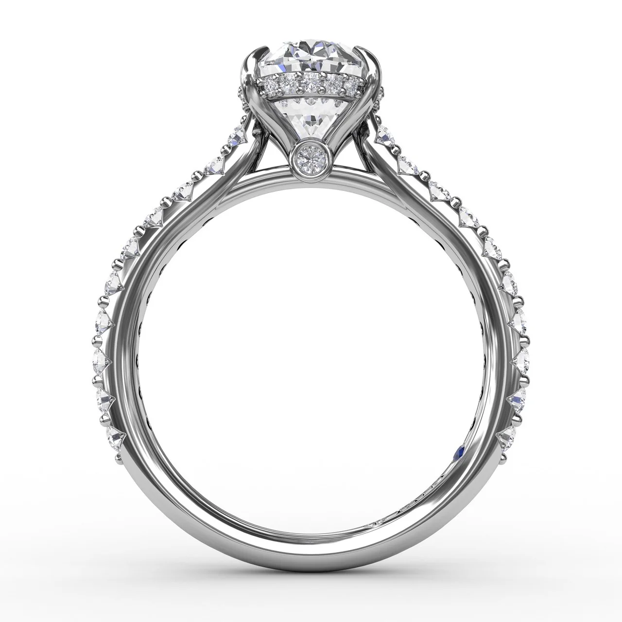 FANA Classic Oval Diamond Solitaire Engagement Ring Setting With Hidden Pavé Halo - Image 2