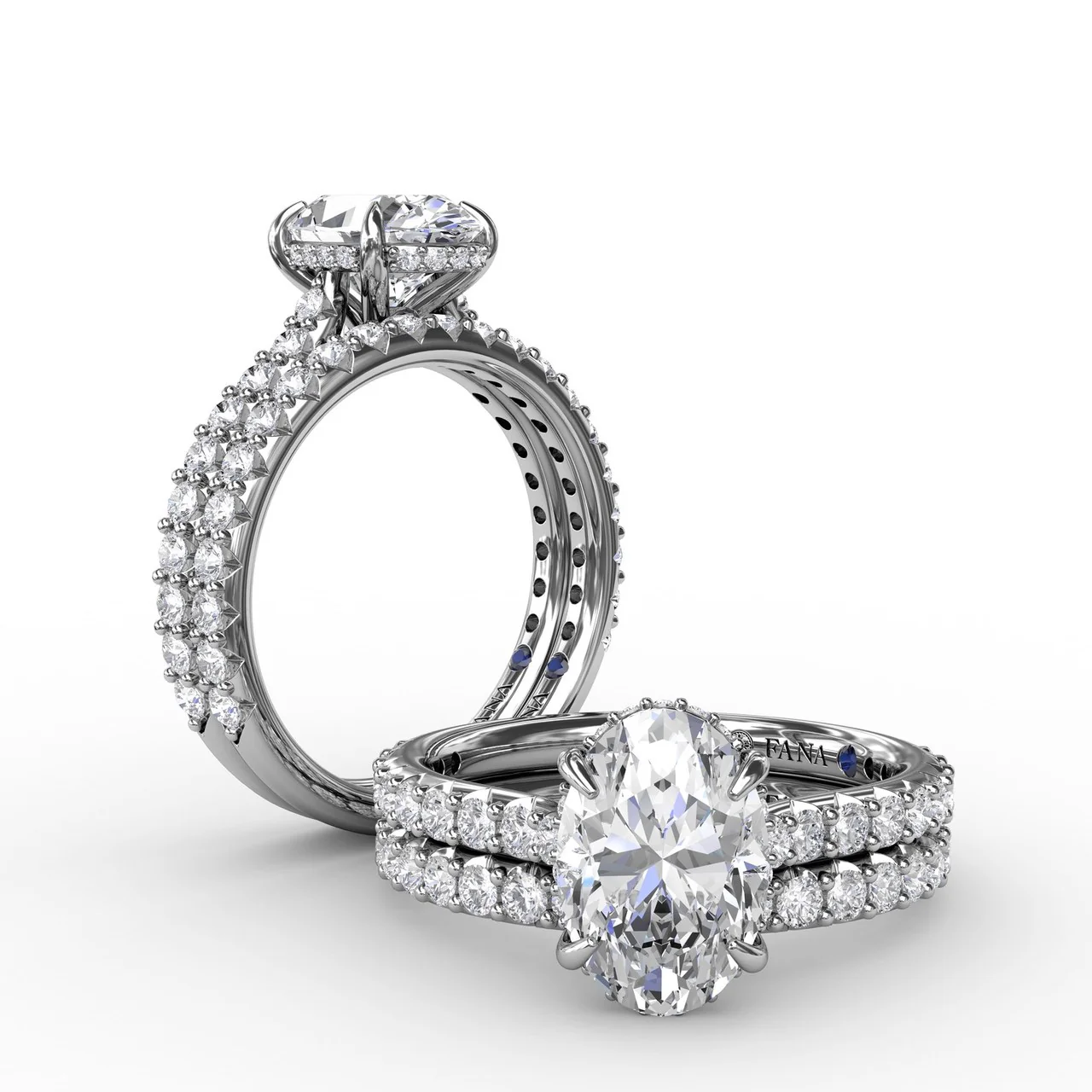 FANA Classic Oval Diamond Solitaire Engagement Ring Setting With Hidden Pavé Halo - Image 4