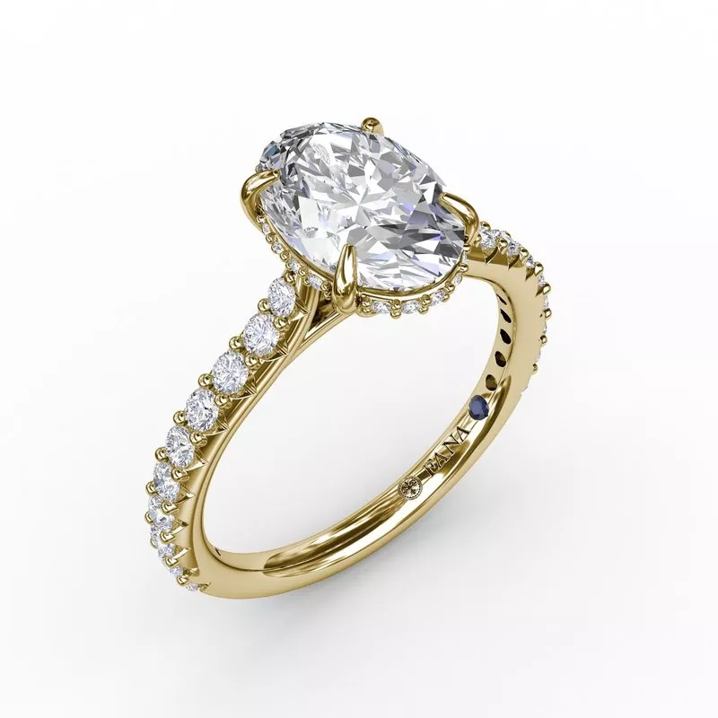 FANA Classic Oval Diamond Solitaire Engagement Ring Setting With Hidden Pavé Halo - Image 5