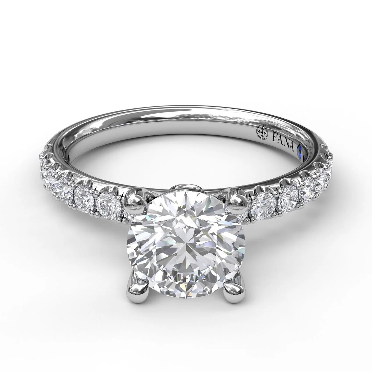 FANA Classic Pave Round Cut Engagement Ring Setting - Image 3