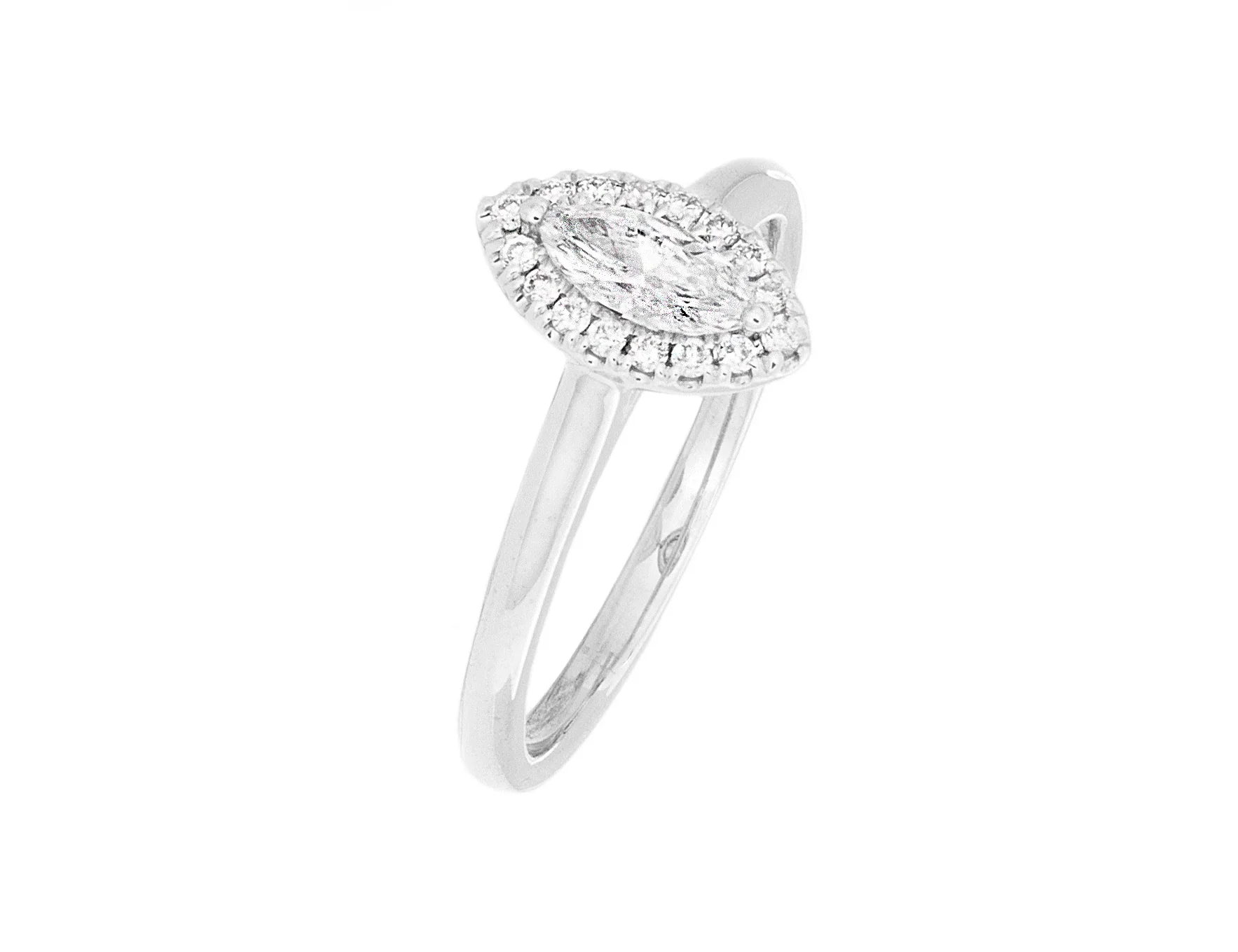 Complete Rings White Gold with 0.27 CTW Marquise Diamond Diamond Center Stone Halo Engagement Ring - Image 3