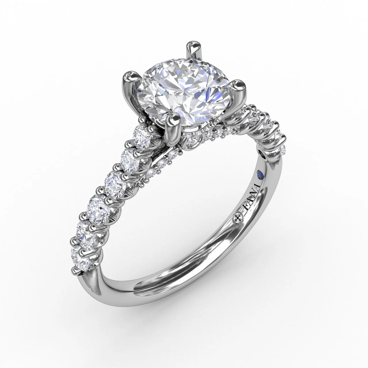 FANA Contemporary Diamond Solitaire Engagement Ring Setting With Hidden Halo