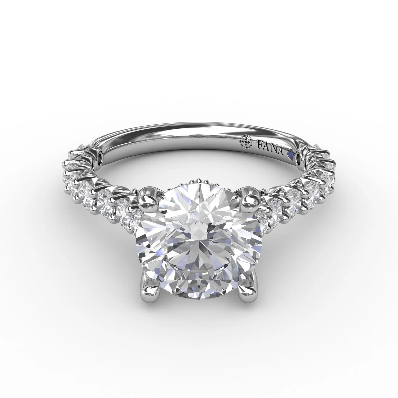FANA Contemporary Diamond Solitaire Engagement Ring Setting With Hidden Halo - Image 3