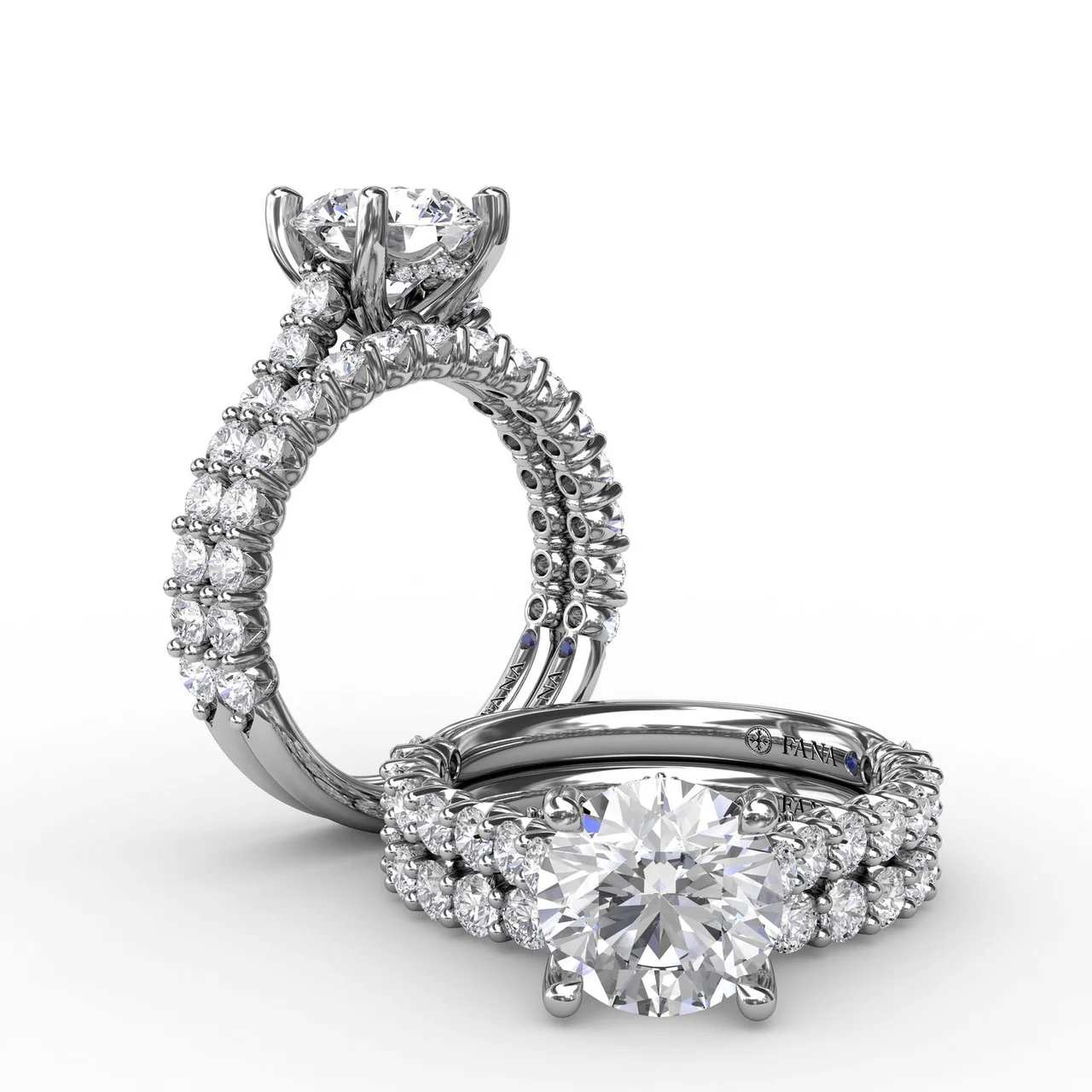 FANA Contemporary Diamond Solitaire Engagement Ring Setting With Hidden Halo - Image 4