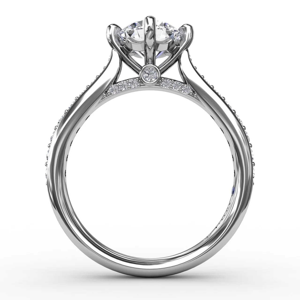 FANA Contemporary Diamond Solitaire Engagement Ring Setting With Tapered Diamond Band - Image 2