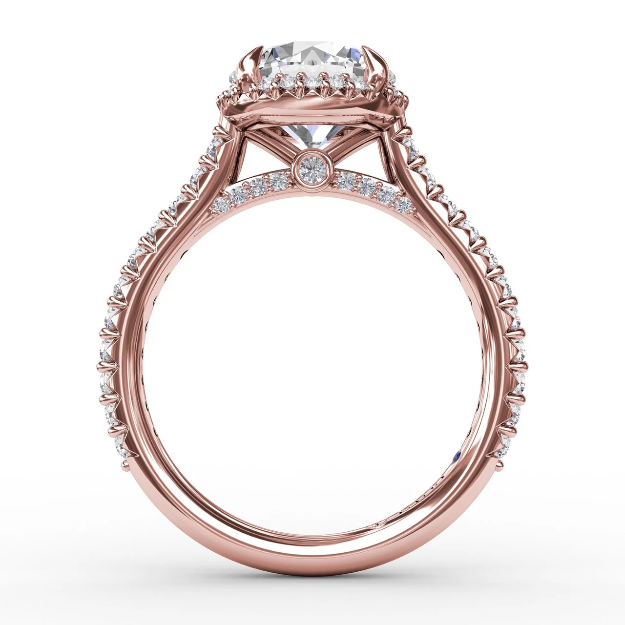 FANA Contemporary Round Diamond Halo Engagement Ring Setting With Geometric Details - Image 4