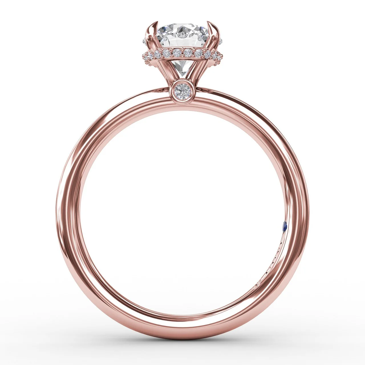 FANA Contemporary Round Diamond Solitaire Engagement Ring Setting With Hidden Pavé Halo - Image 4