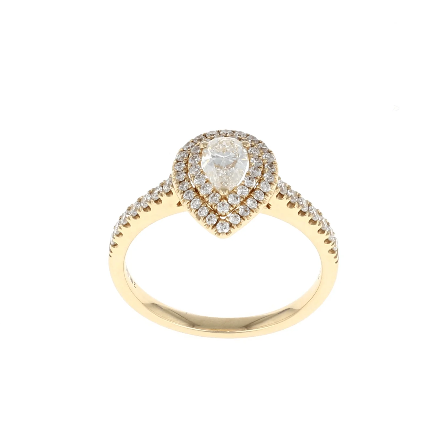 Pear Double Halo Complete Engagement Ring 14K Yellow Gold (0.64CTW)