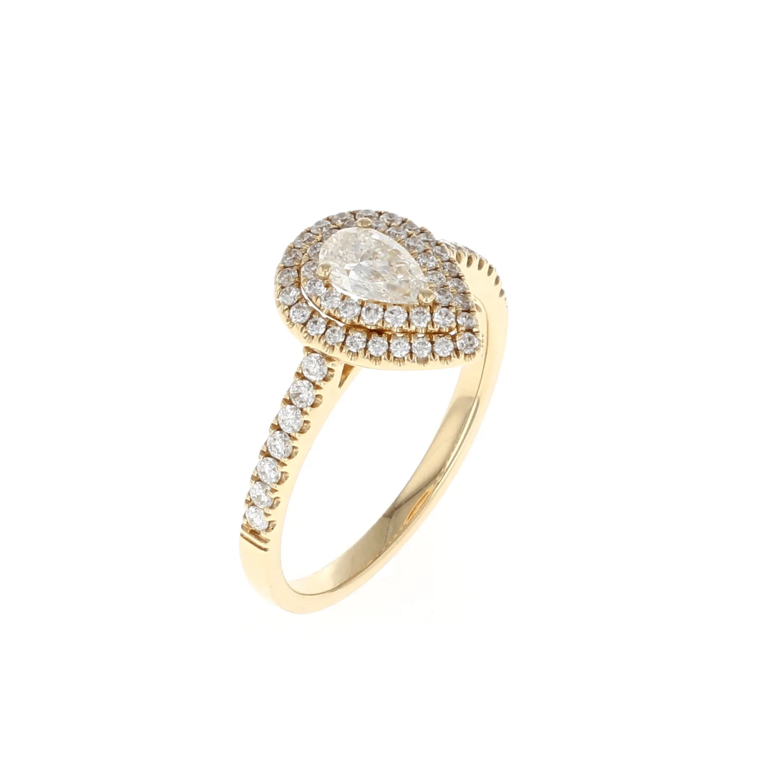 Pear Double Halo Complete Engagement Ring 14K Yellow Gold (0.64CTW) - Image 2